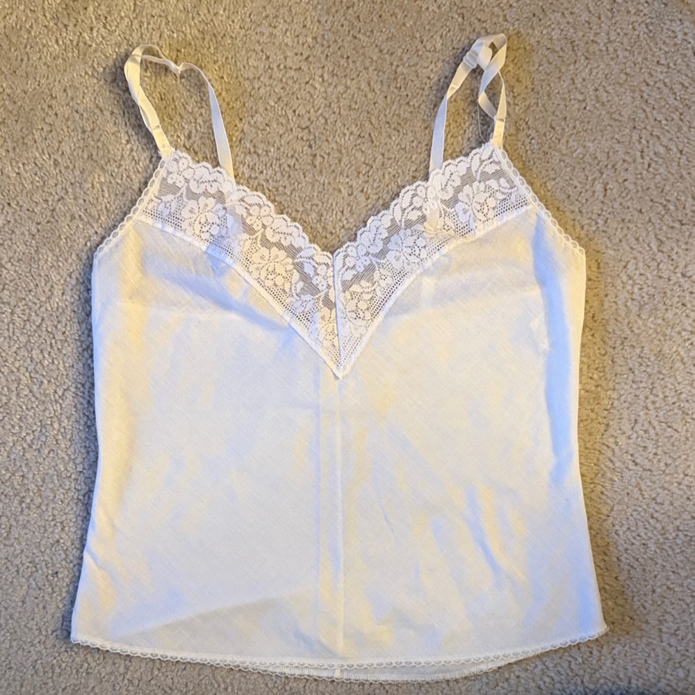Elegant White Lace Trim Cami Top